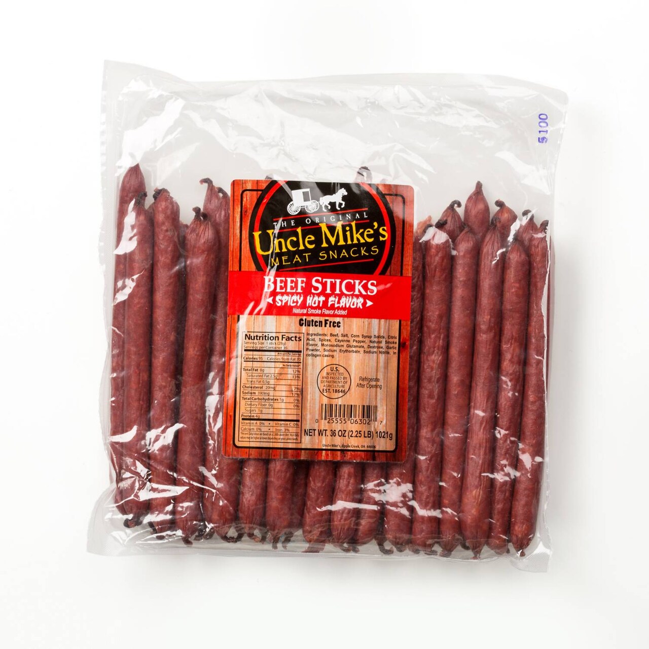 Uncle Mike's Original Beef Sticks Gluten Free Meat Snacks 36 Pieces